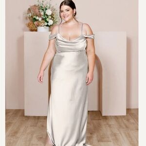 Revelry sienna satin dress in soft champagne